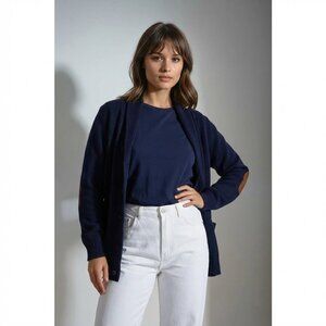 Rugby Ralph Lauren • Shawl Collar Cardigan Navy Suede Elbow Patches • Size M